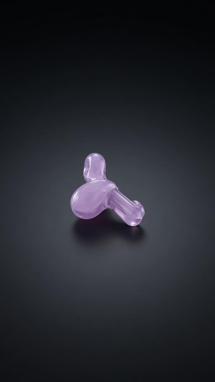 Translucent lavender hand-blown glass cock pendant with soft studio rim light